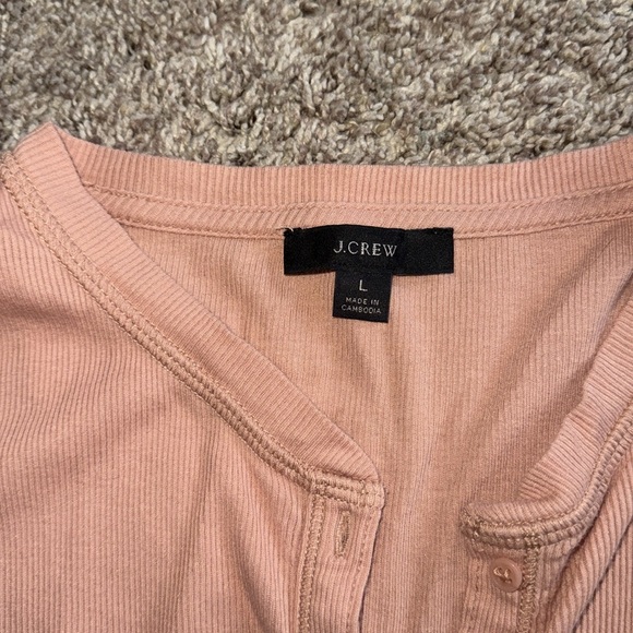 J. crew ribbed Henley in light melon size large - Picture 2 of 4